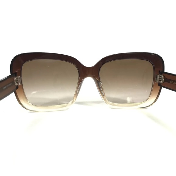 CELINE 57mm Gradient Square Sunglasses in
Transparent Brown/Brown - Picture 9 of 13